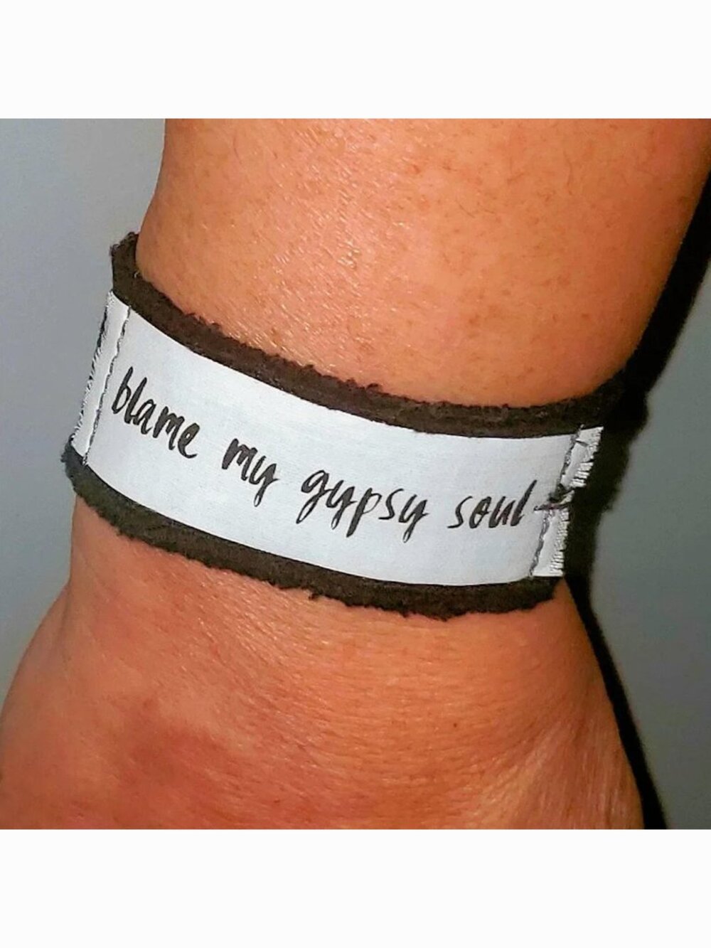 Blame My Gypsy Soul Cuff Bracelet Black Stretch Unique Boho Aesthetic Jewelry